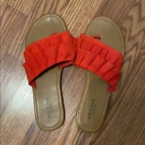 Red slip on sandals